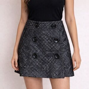 Metallic Button Front Mini Skirt 0 - New without tags